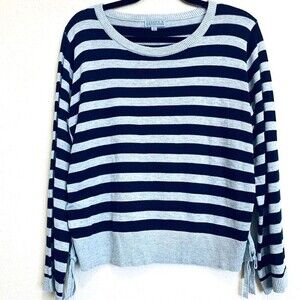 Joseph A Navy Blue and Gray sweater Striped Pullover sweater size XL